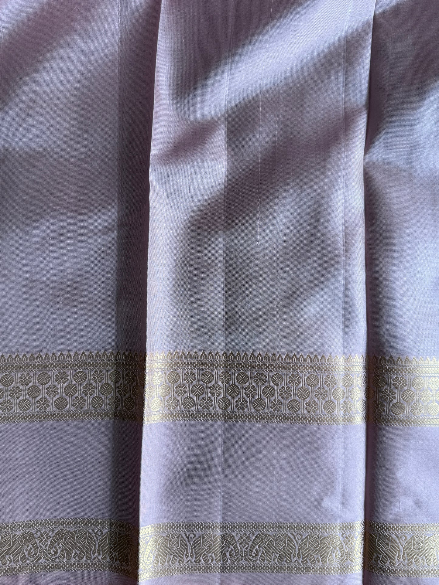Peach Green Pure Kanjivaram Silk Saree | Gap Border With Peacock Butta | Handloom | Silk Mark Certified (Copy)