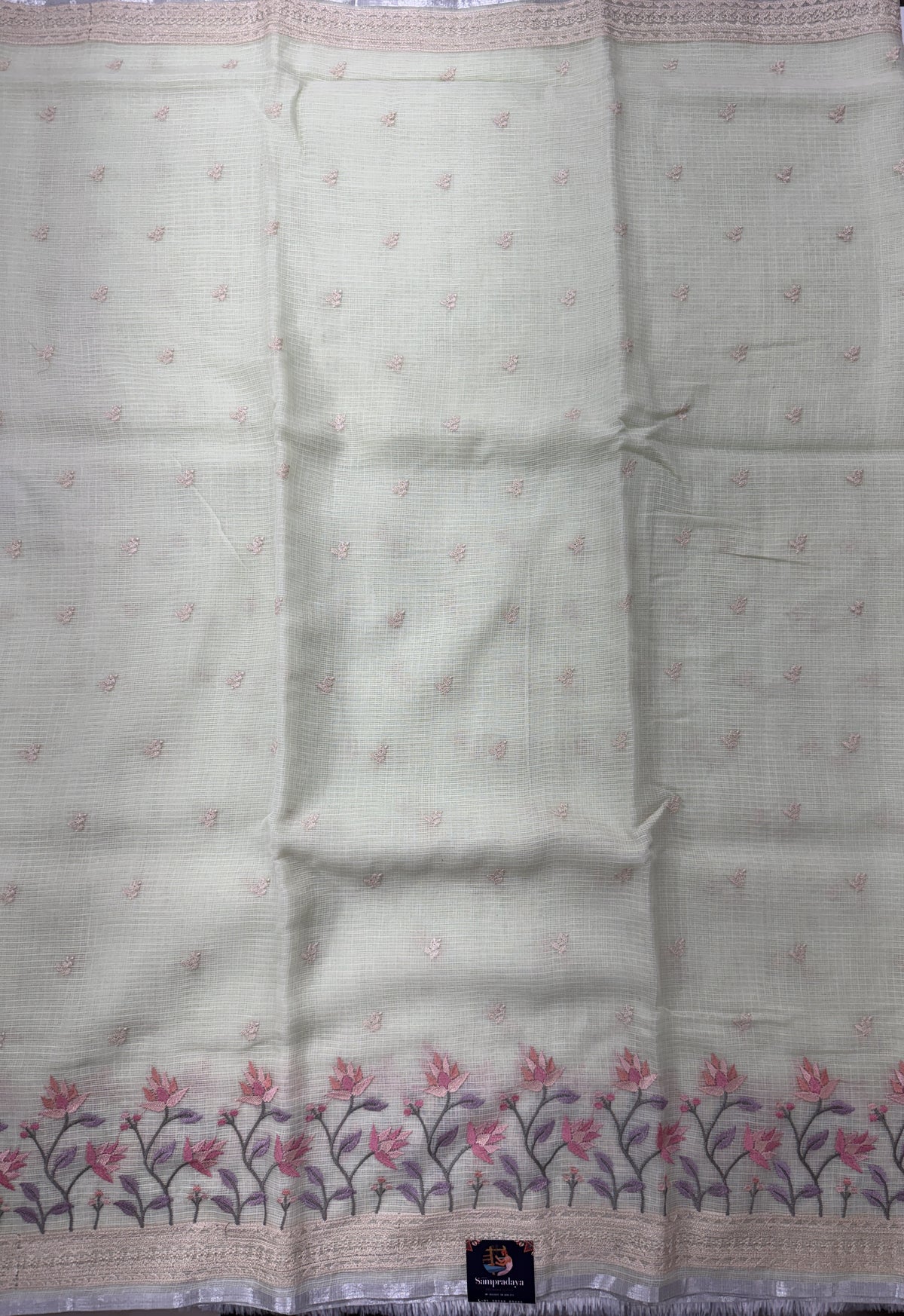 Light Green Pure Cotton Kota Doria Saree | Airy Handloom Summer Drape
