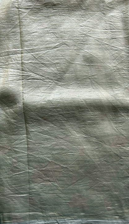 Inox Silk Saree Light Green Colored Complemented with a Machine Embroidery Border. - Sampradaya Designer Studio