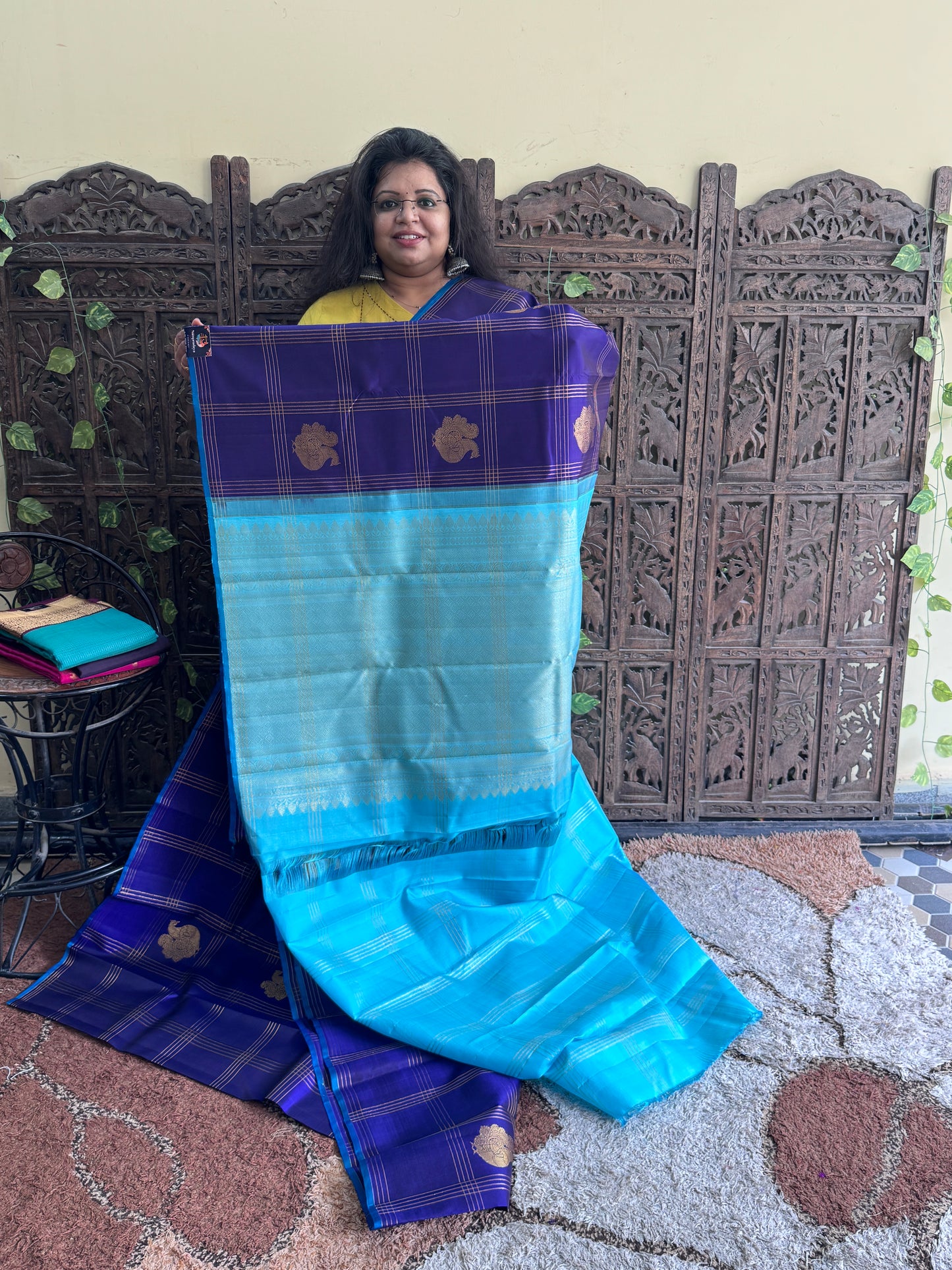 Pure Kanjivaram Silk Saree |  Deep Royal Blue With Gold Zari Border | Handloom | Silk Mark Certified
