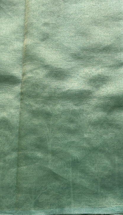 Banarasi Fancy Crushed Saree Sea Green Colored Complemented with a Borderless. - Sampradaya Designer Studio