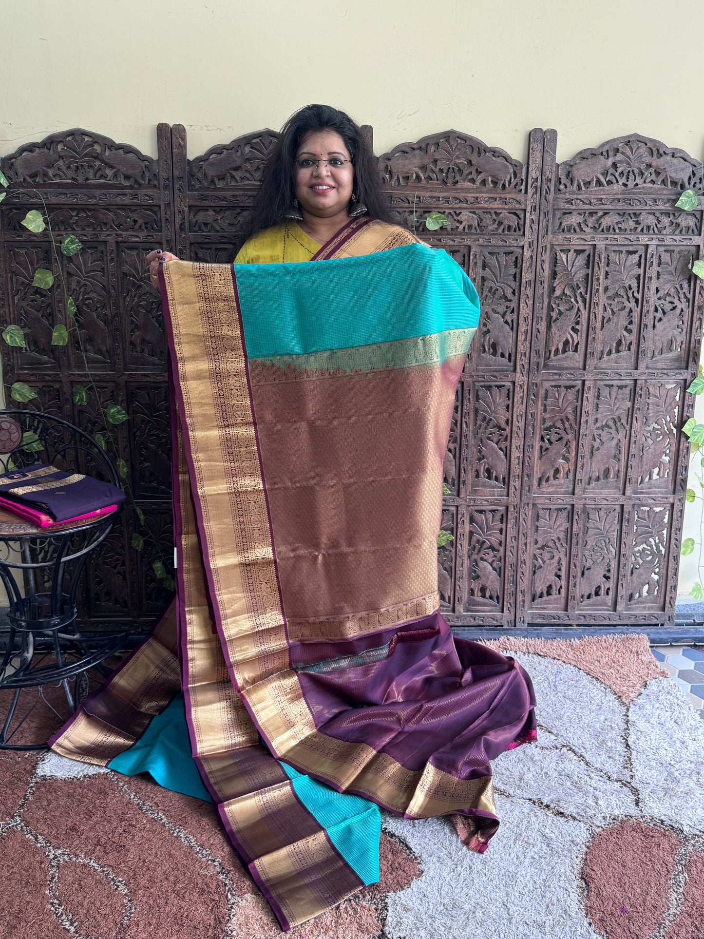 Pure Kanjivaram Silk Saree |   Green With Gold Zari Border | Handloom | Silk Mark Certified