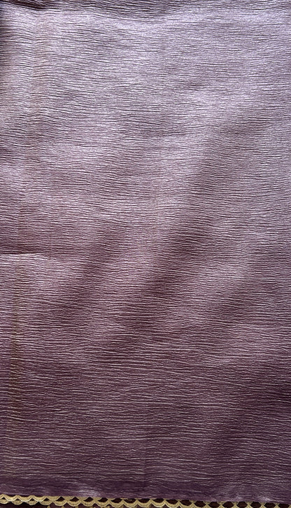 Banarasi Fancy Crushed Saree Dark Lavender Colored Complemented with a Borderless. - Sampradaya Designer Studio