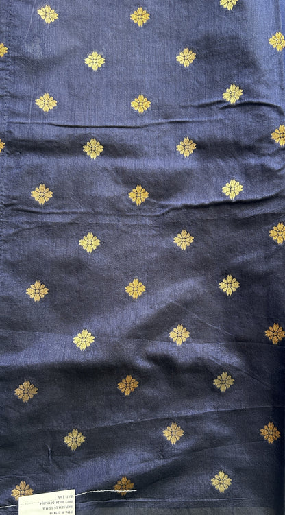 Semi Raw Silk Saree Ink Blue Colored Complemented with a Zari Border. - Sampradaya Designer Studio