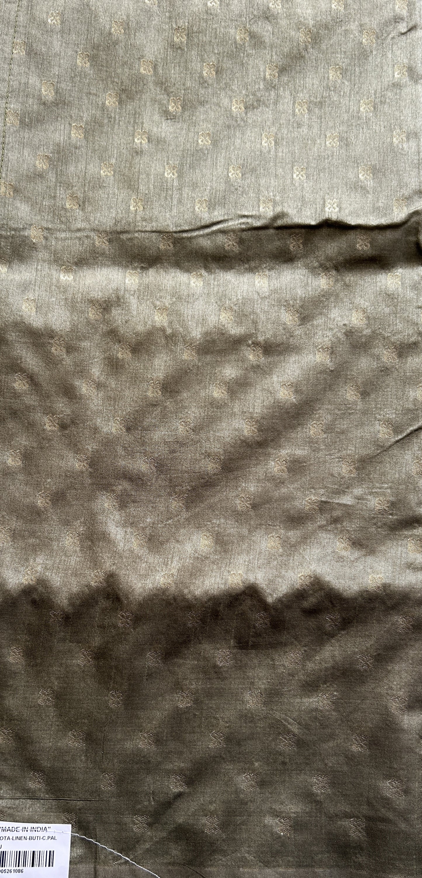 Semi Raw Silk Saree Olive Green Colored Complemented with a Zari Border. - Sampradaya Designer Studio