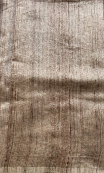 Semi Tussar Saree Light Brown Colored Elegantly Paired with a Borderless. - Sampradaya Designer Studio