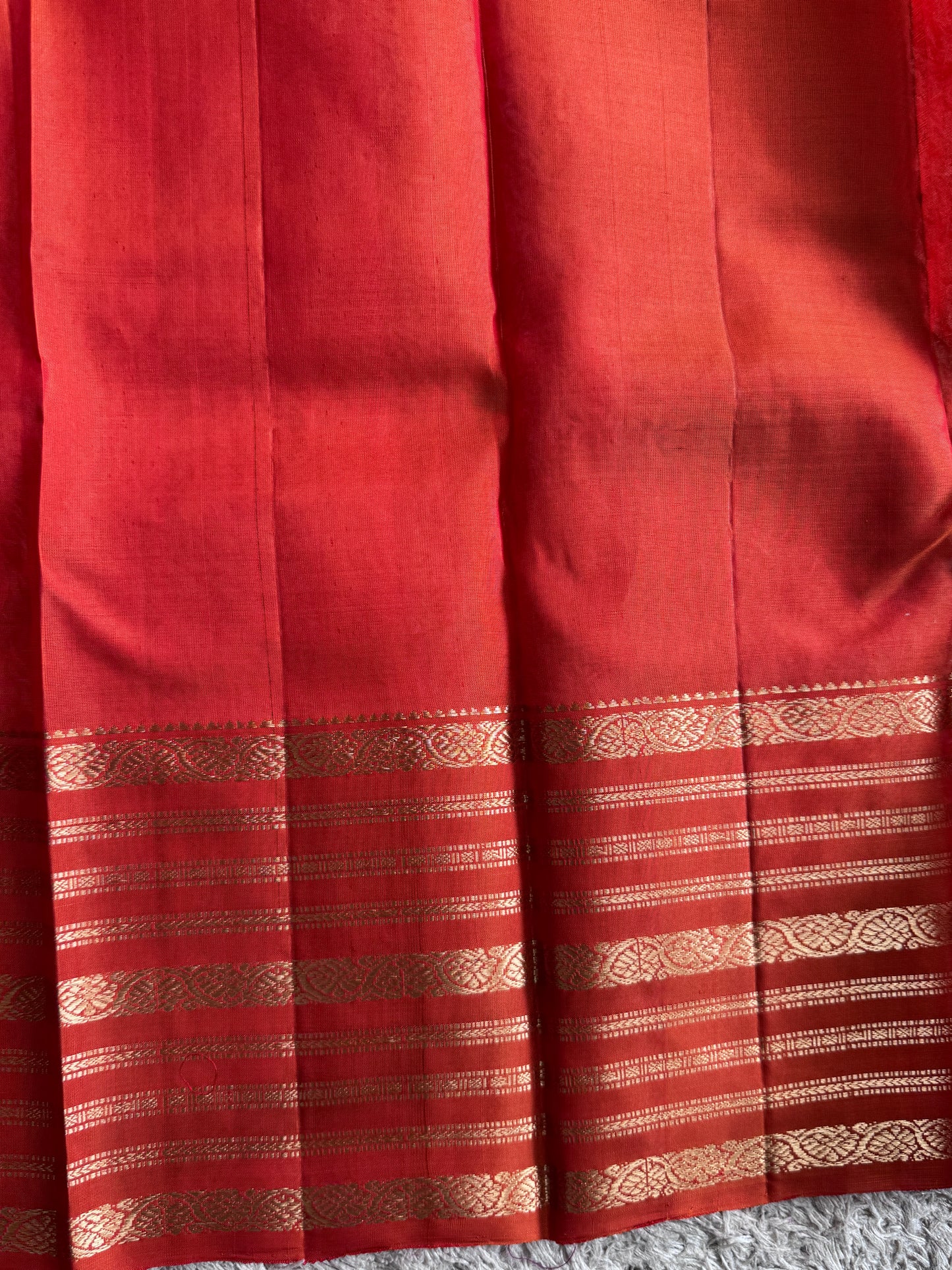 Pure Kanjivaram Silk Saree | Peach With Gold Zari Border | Handloom | Silk Mark Certified