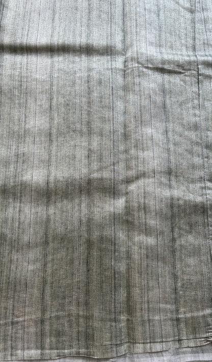 Semi Tussar Saree Light Green Colored Elegantly Paired with a Borderless. - Sampradaya Designer Studio