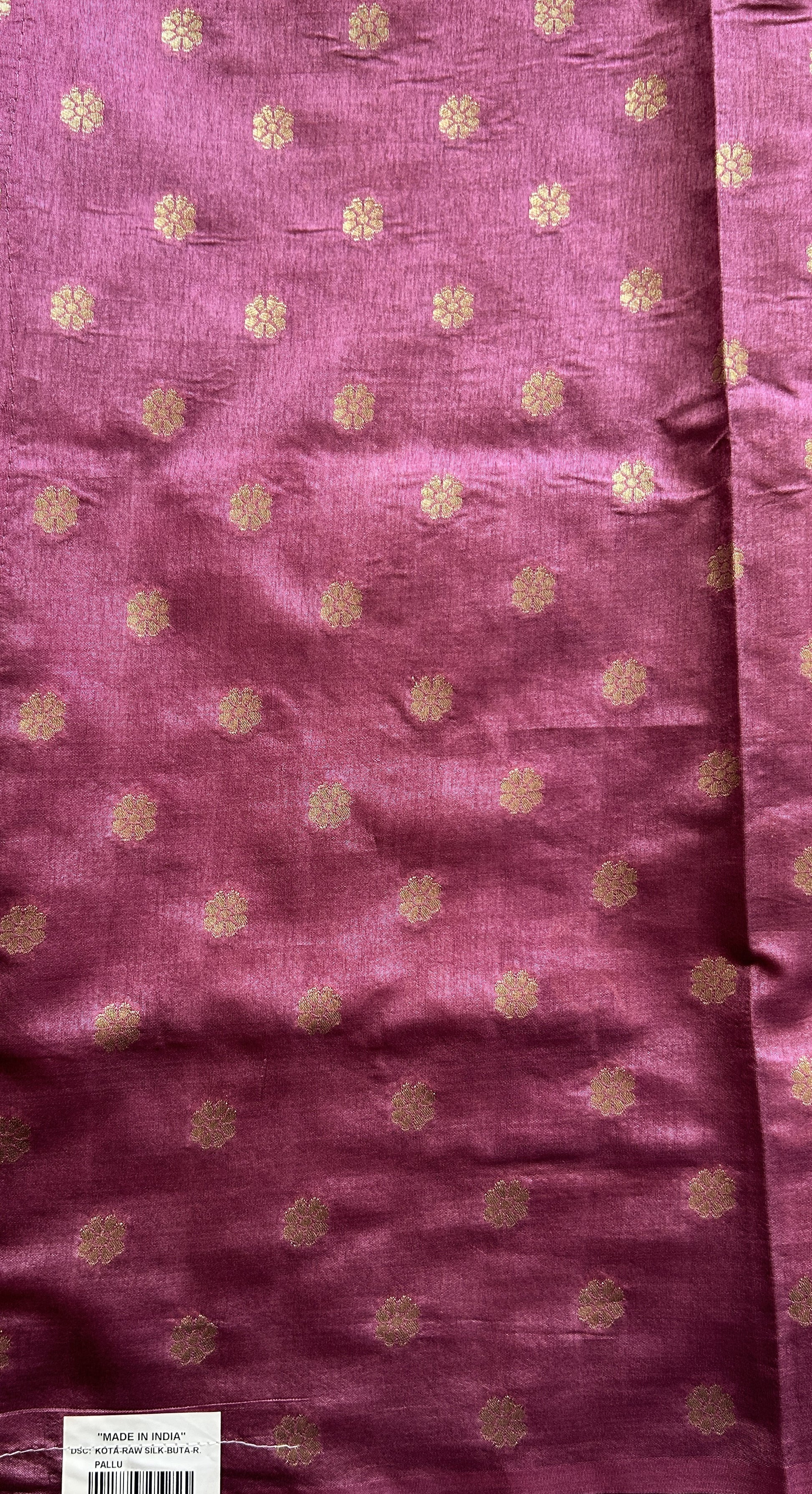 Semi Raw Silk Saree Pink Colored Complemented with a Zari Border. - Sampradaya Designer Studio