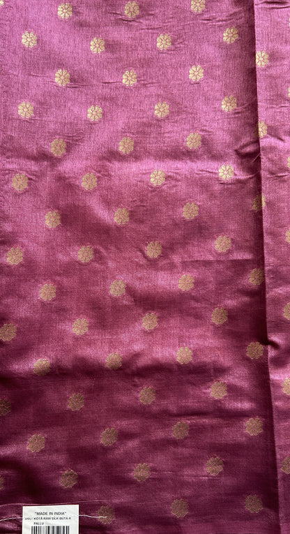 Semi Raw Silk Saree Pink Colored Complemented with a Zari Border. - Sampradaya Designer Studio