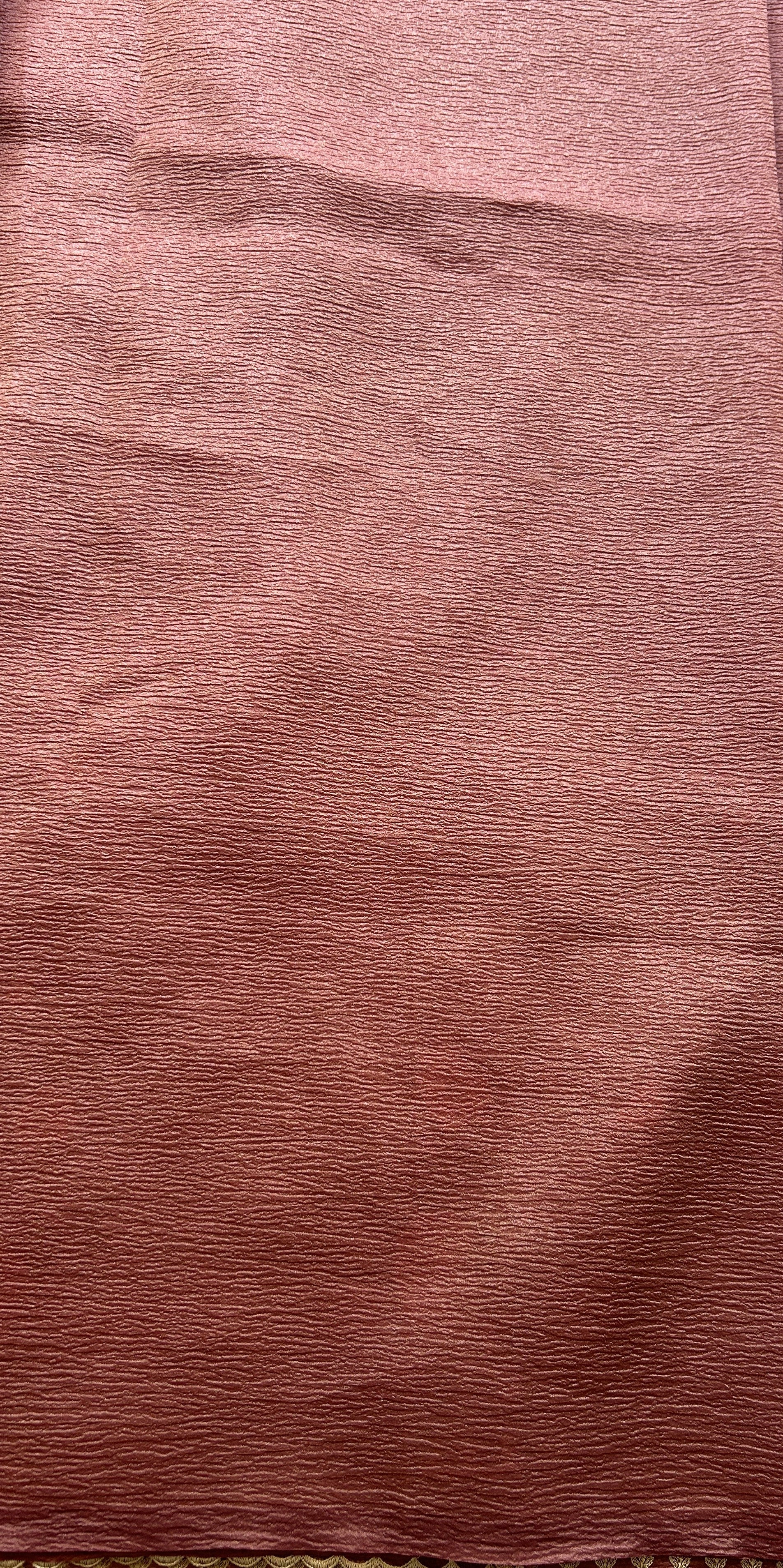 Banarasi Fancy Crushed Saree Dark Onion Pink Colored Complemented with a Borderless. - Sampradaya Designer Studio