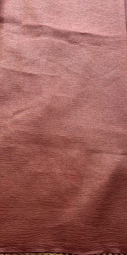 Banarasi Fancy Crushed Saree Dark Onion Pink Colored Complemented with a Borderless. - Sampradaya Designer Studio