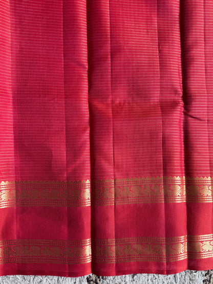 Black Green Pure Kanjivaram Silk Saree | Gap Border With Peacock Butta | Handloom | Silk Mark Certified
