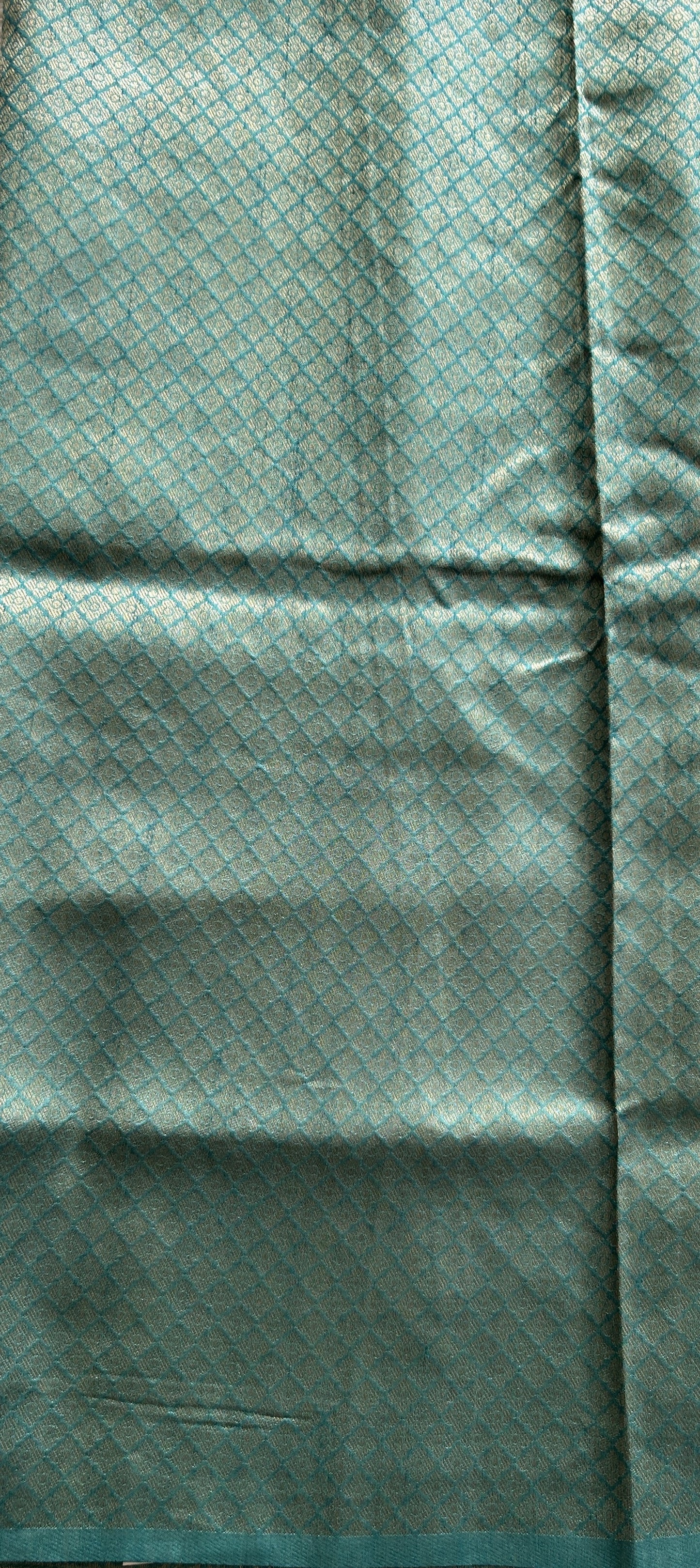 Semi Raw Silk Saree Sea Blue Colored Complemented with a Zari Border. - Sampradaya Designer Studio
