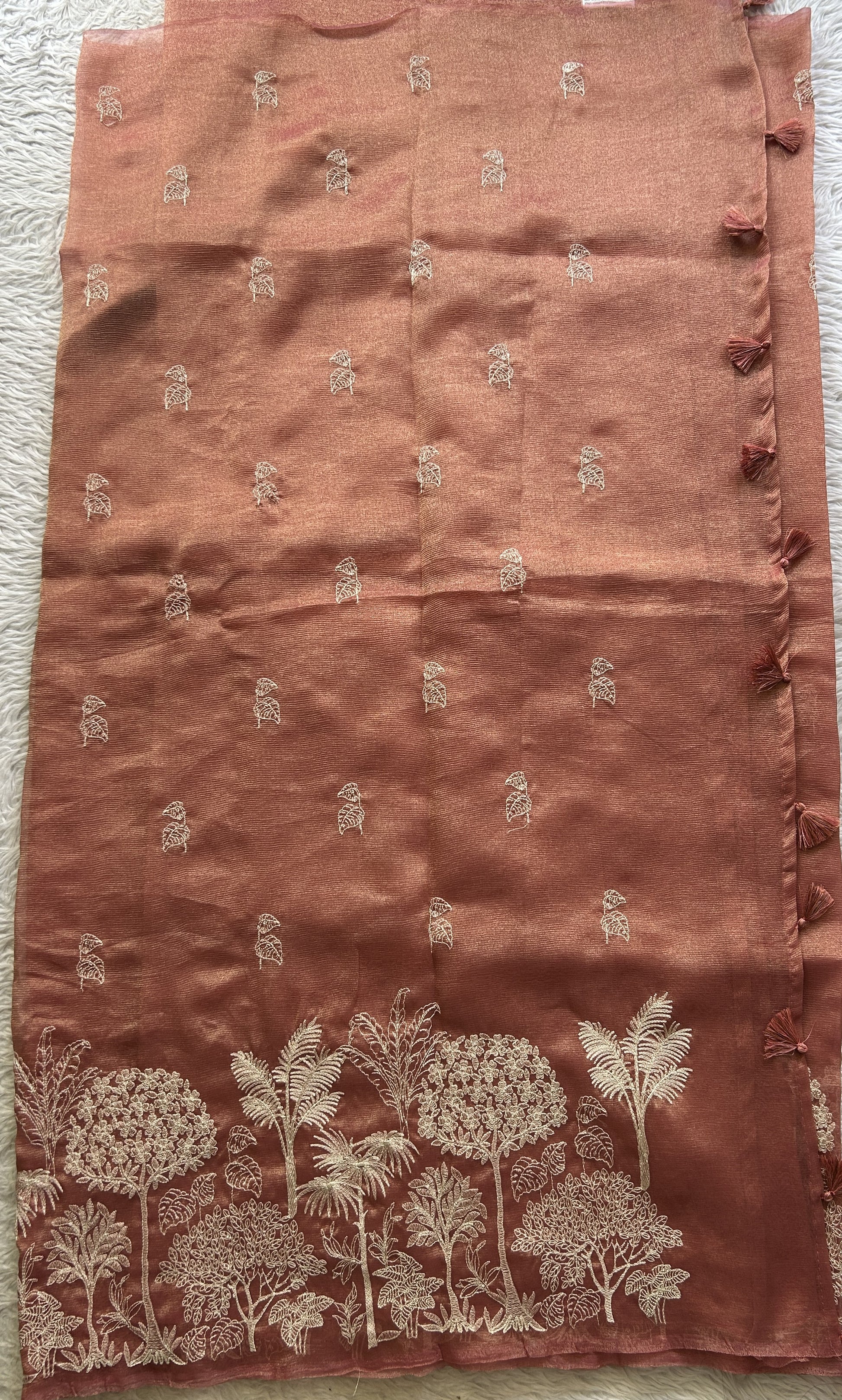Banarasi Fancy Crushed Saree Onion Pink Colored Complemented with a Borderless. - Sampradaya Designer Studio
