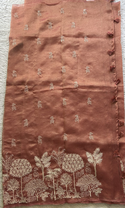 Banarasi Fancy Crushed Saree Onion Pink Colored Complemented with a Borderless. - Sampradaya Designer Studio