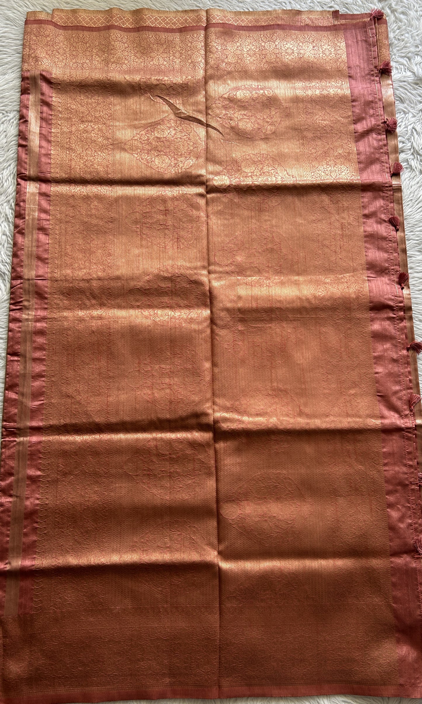 Semi Raw Silk Saree Hot Pink Colored Complemented with a Zari Border. - Sampradaya Designer Studio