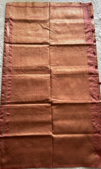 Semi Raw Silk Saree Hot Pink Colored Complemented with a Zari Border. - Sampradaya Designer Studio