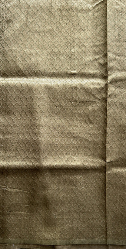 Semi Raw Silk Saree Parrot Green Colored Complemented with a Zari Border. - Sampradaya Designer Studio