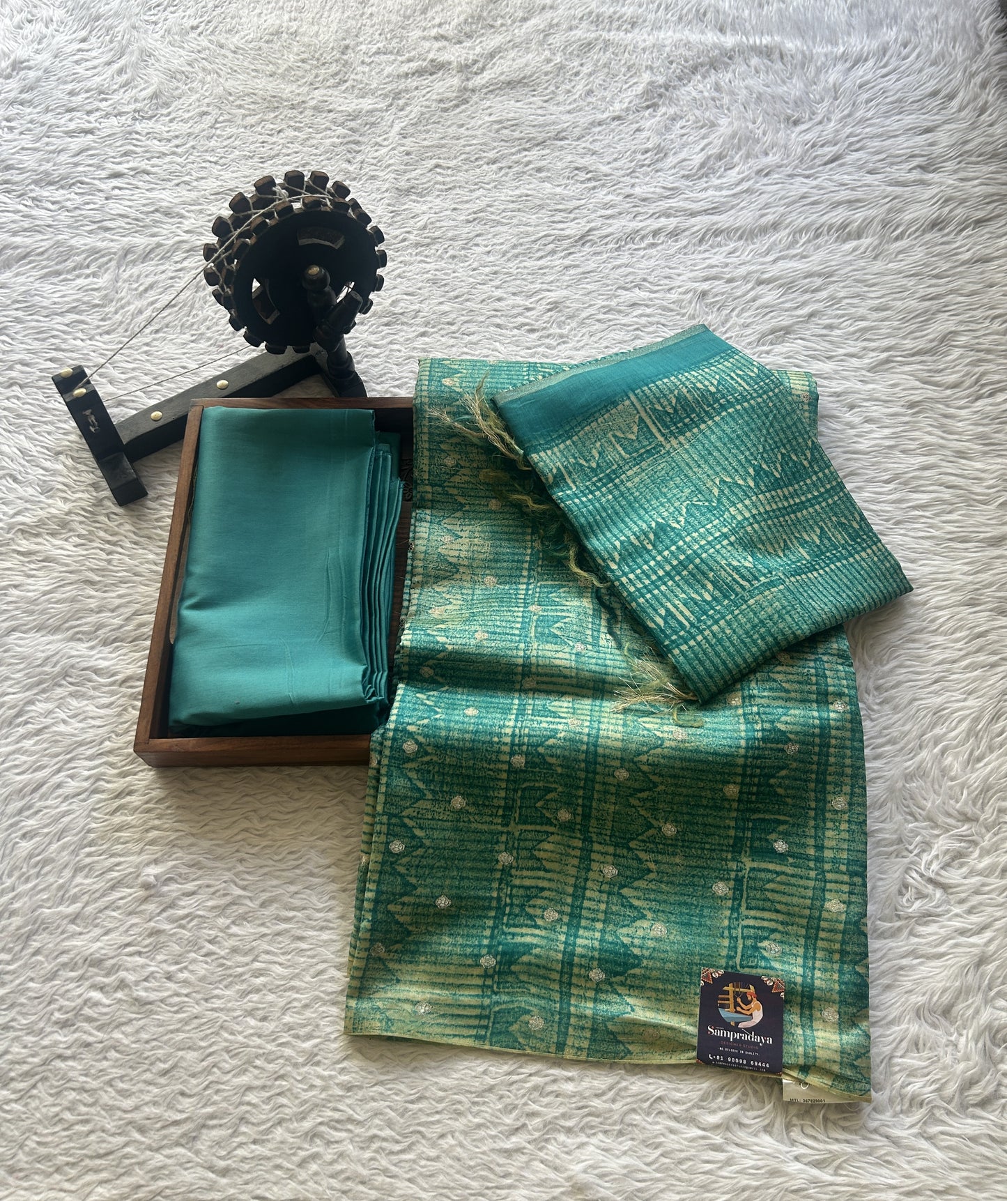 Chanderi Cotton Dress Material Sky Blue Colored Complemented with a Borderless. - Sampradaya Designer Studio