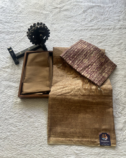 Chanderi Cotton Dress Material Biscuit Colored Complemented with a Borderless. - Sampradaya Designer Studio