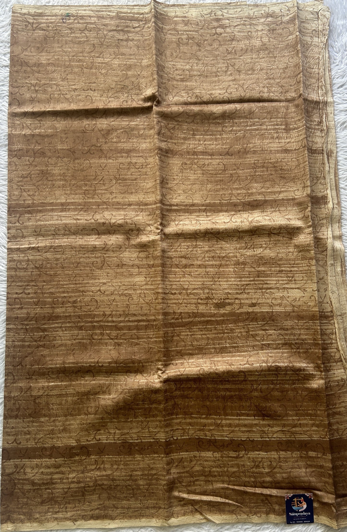 Chanderi Cotton Dress Material Brown Colored Complemented with a Borderless. - Sampradaya Designer Studio