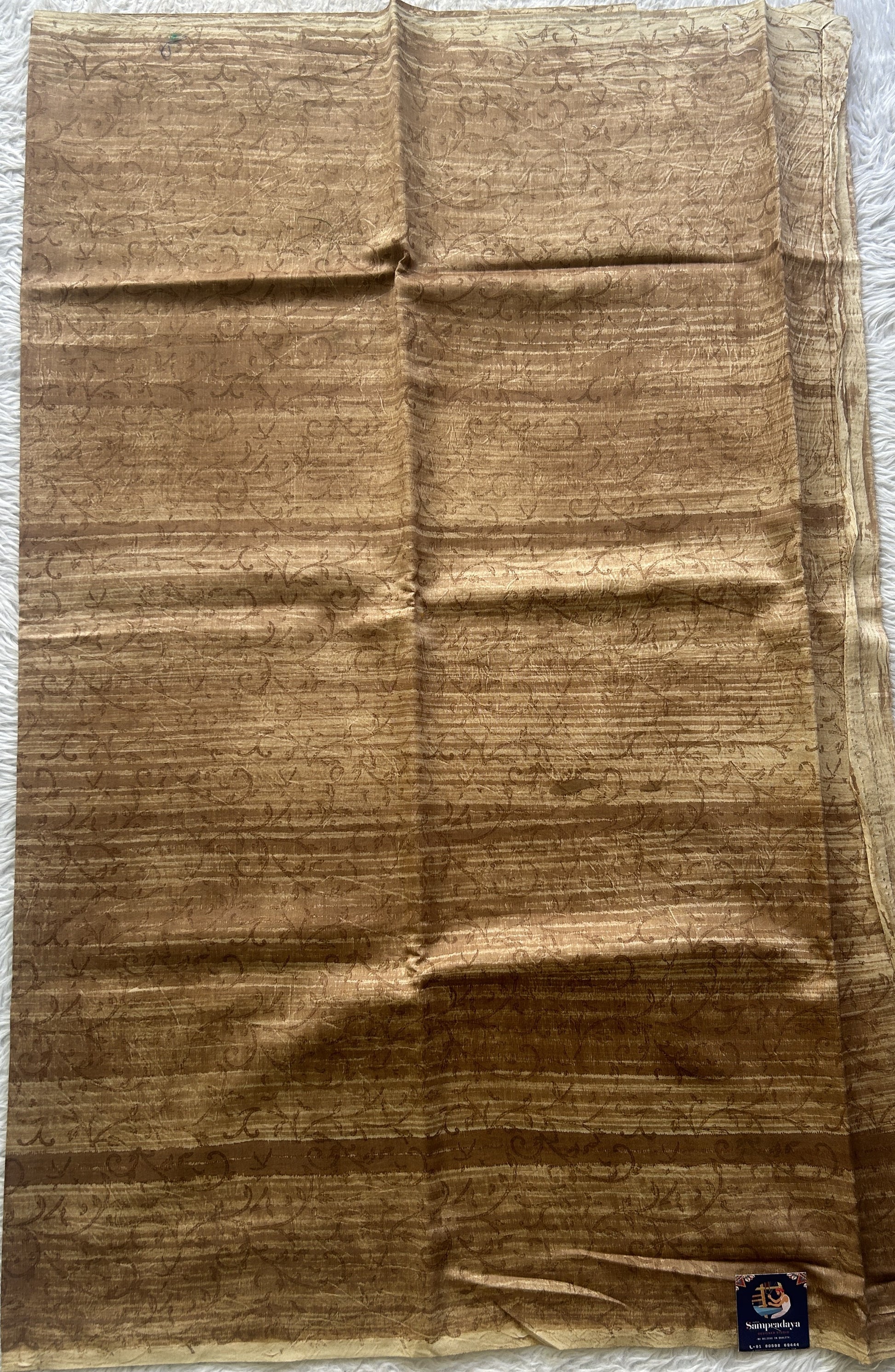 Chanderi Cotton Dress Material Brown Colored Complemented with a Borderless. - Sampradaya Designer Studio