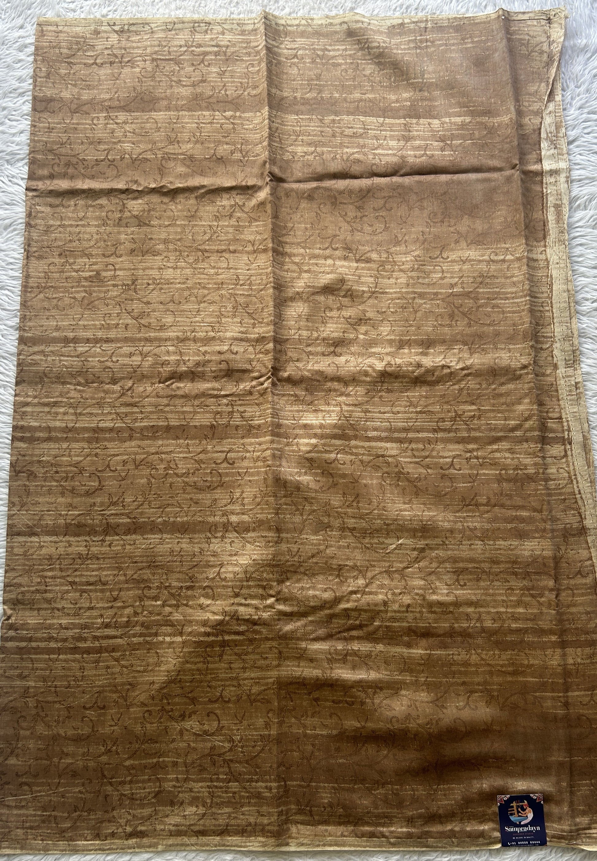 Chanderi Cotton Dress Material Biscuit Colored Complemented with a Borderless. - Sampradaya Designer Studio