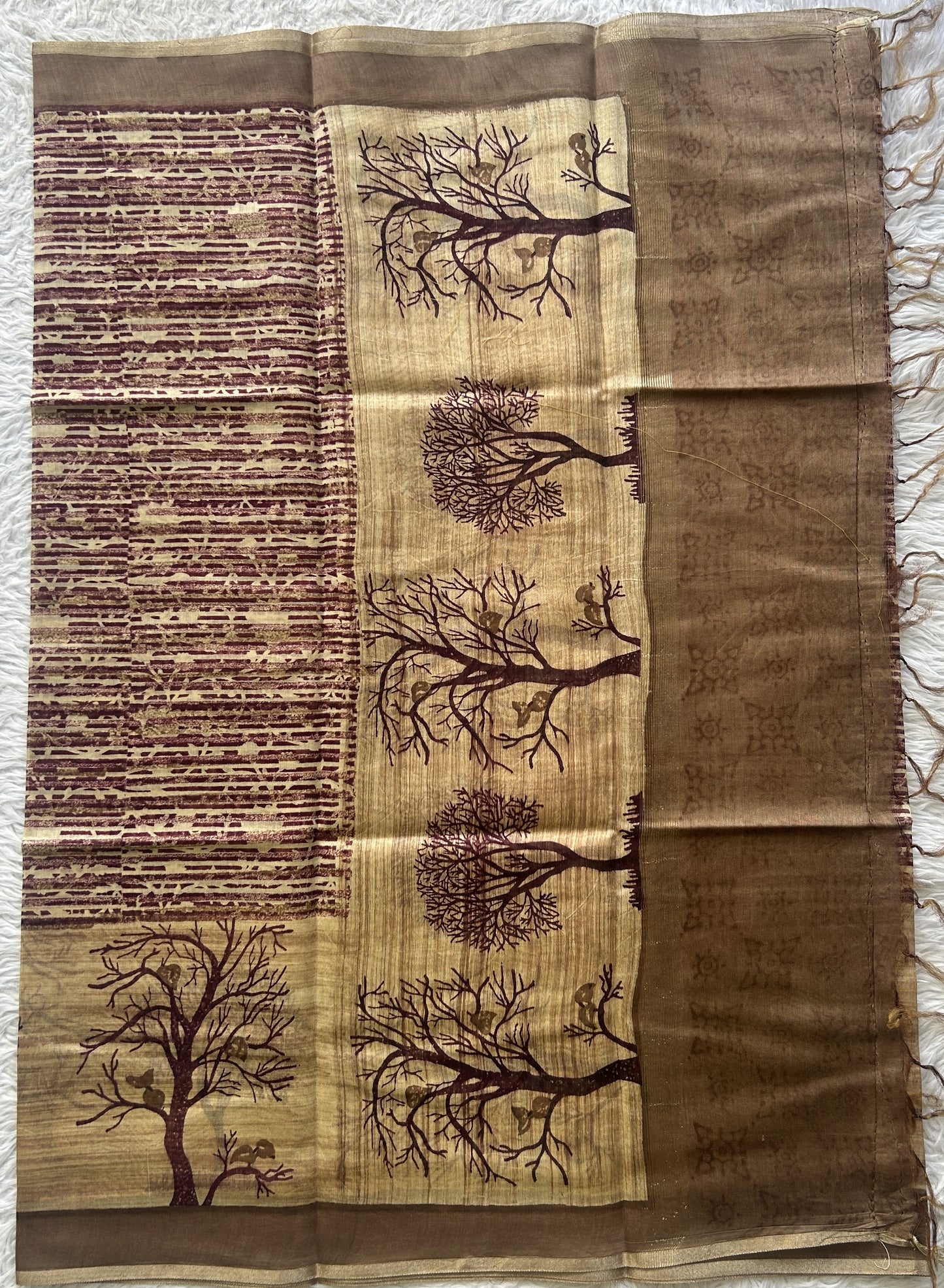 Chanderi Cotton Dress Material Biscuit Colored Complemented with a Borderless. - Sampradaya Designer Studio