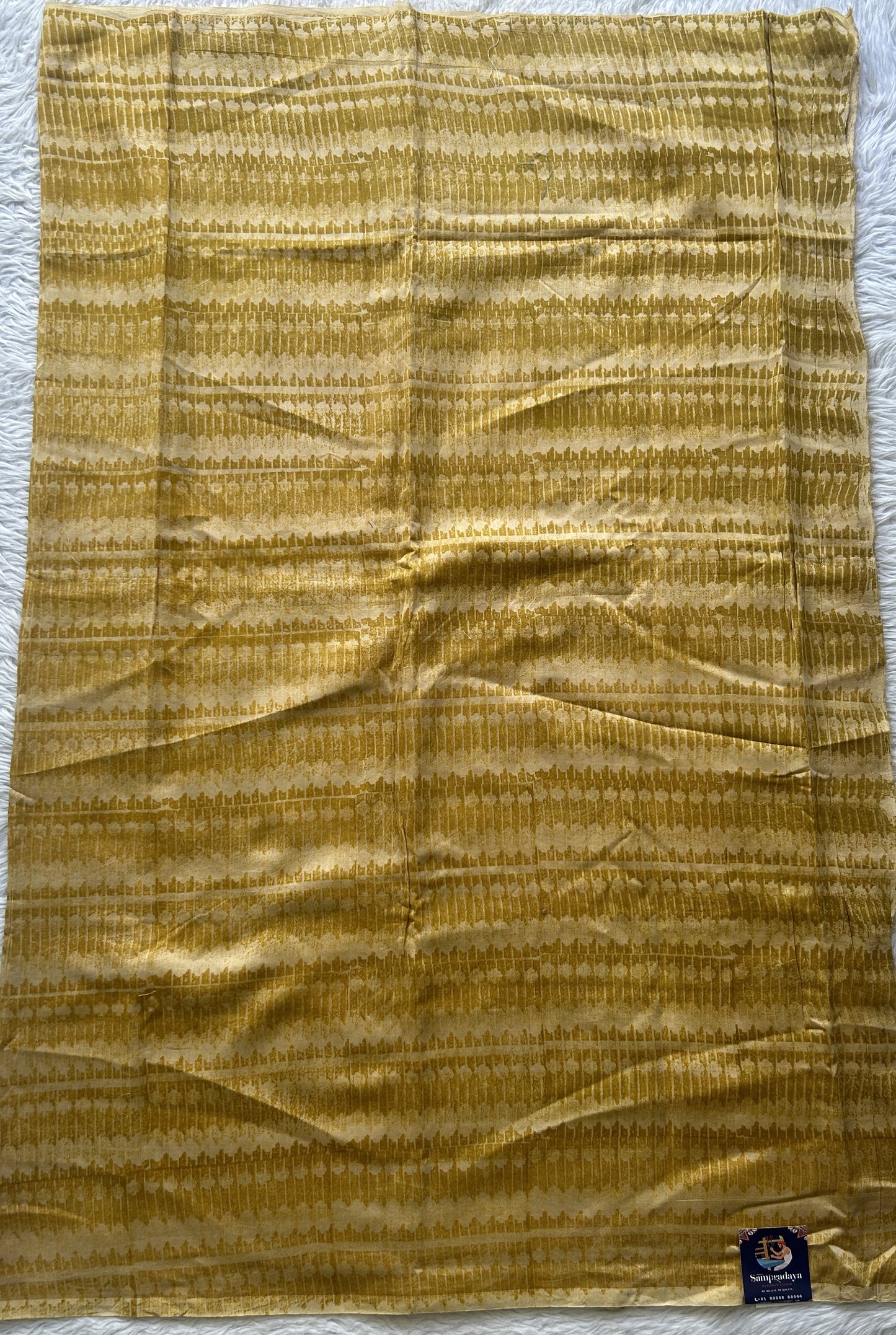 Chanderi Cotton Dress Material Yellow Colored Complemented with a Borderless. - Sampradaya Designer Studio