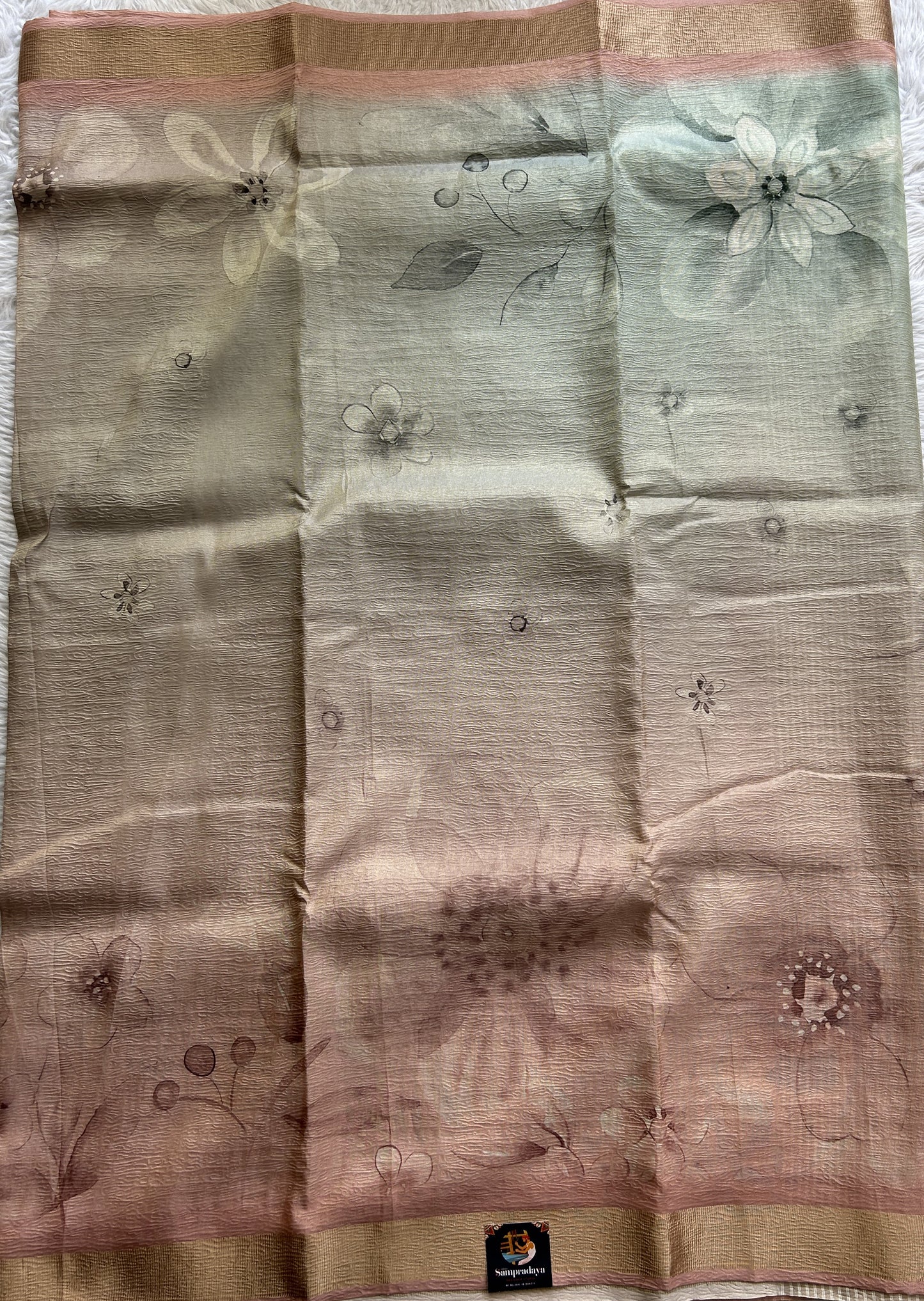 Banarasi Fancy Crushed Saree Light Pink Colored Complemented with a Zari Border. - Sampradaya Designer Studio