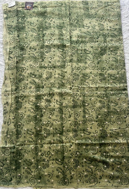 Chanderi Cotton Dress Material Dark Green Colored Complemented with a Borderless. - Sampradaya Designer Studio