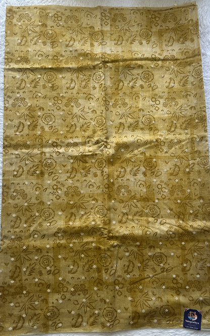 Chanderi Cotton Dress Material Dark Yellow Colored Complemented with a Borderless. - Sampradaya Designer Studio