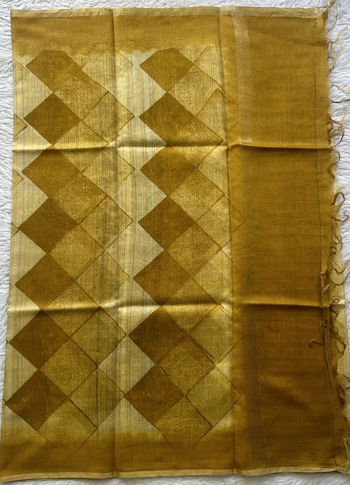 Chanderi Cotton Dress Material Dark Yellow Colored Complemented with a Borderless. - Sampradaya Designer Studio