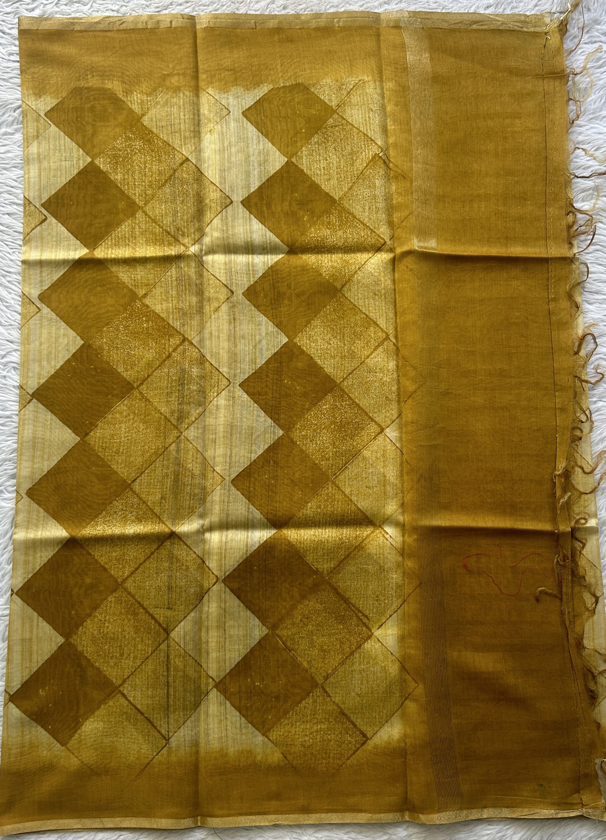 Chanderi Cotton Dress Material Dark Yellow Colored Complemented with a Borderless. - Sampradaya Designer Studio