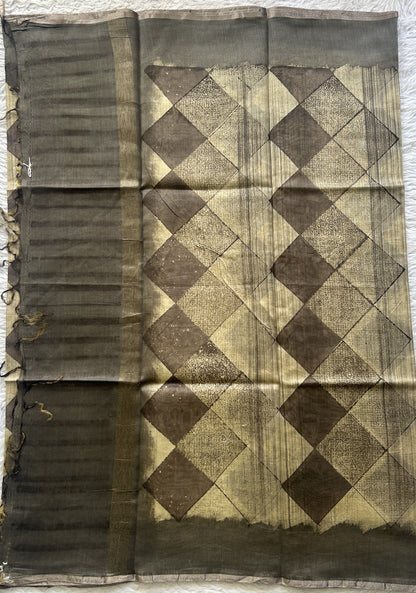 Chanderi Cotton Dress Material Cream Colored Complemented with a Borderless. - Sampradaya Designer Studio