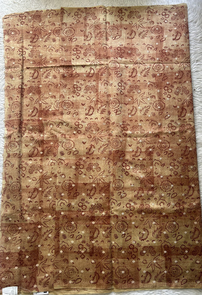 Chanderi Cotton Dress Material Sandalwood Colored Complemented with a Borderless. - Sampradaya Designer Studio