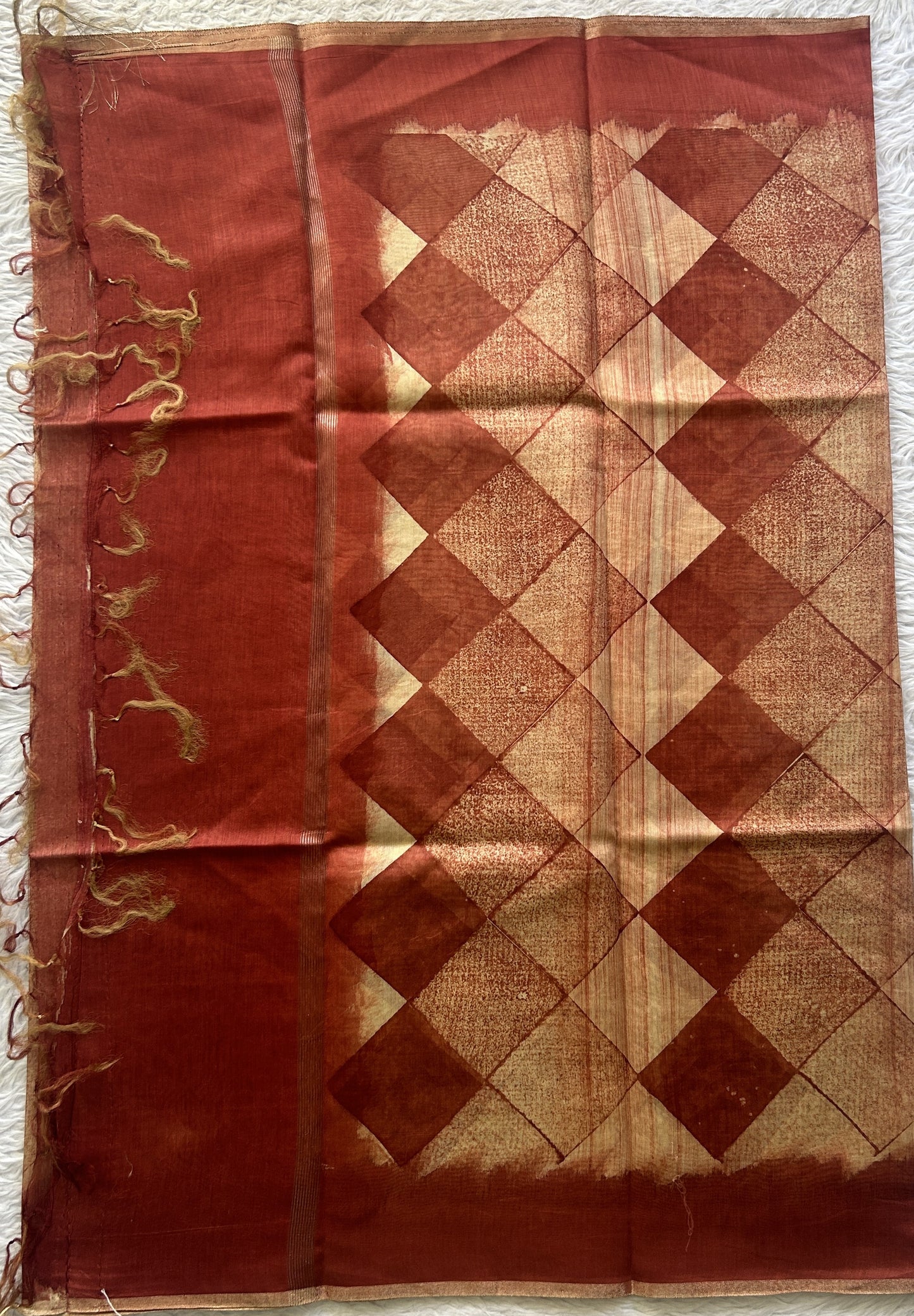 Chanderi Cotton Dress Material Sandalwood Colored Complemented with a Borderless. - Sampradaya Designer Studio
