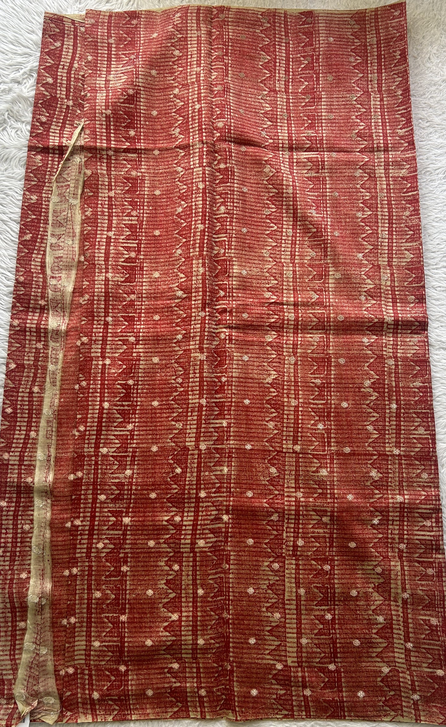 Chanderi Cotton Dress Material Maroon Colored Complemented with a Borderless. - Sampradaya Designer Studio