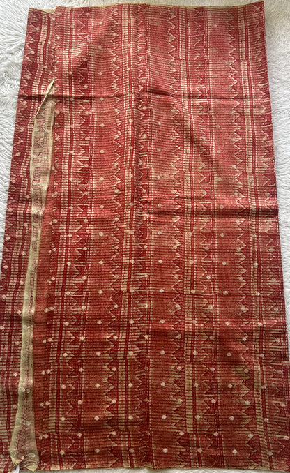 Chanderi Cotton Dress Material Maroon Colored Complemented with a Borderless. - Sampradaya Designer Studio