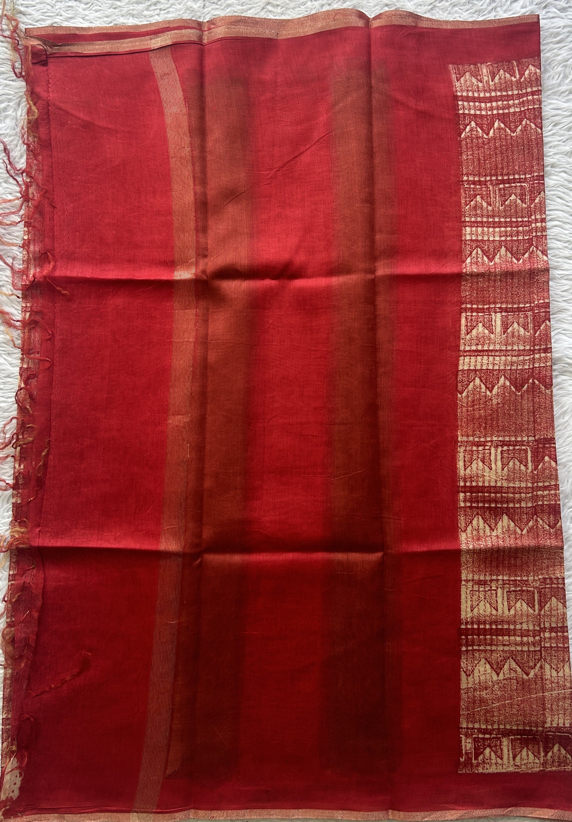 Chanderi Cotton Dress Material Maroon Colored Complemented with a Borderless. - Sampradaya Designer Studio