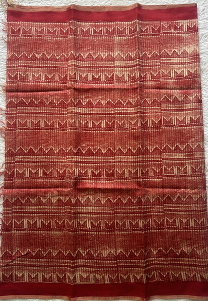 Chanderi Cotton Dress Material Maroon Colored Complemented with a Borderless. - Sampradaya Designer Studio