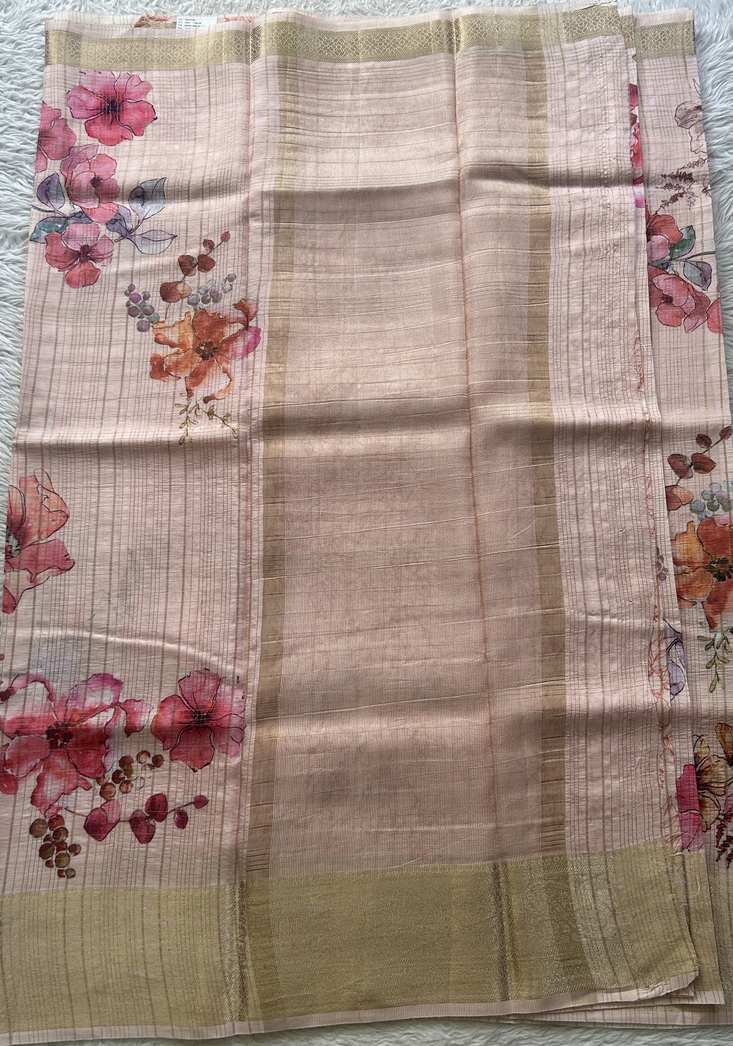 Dola Crepe Saree Light Pink Colored Elegantly Paired with a Zari Border. - Sampradaya Designer Studio