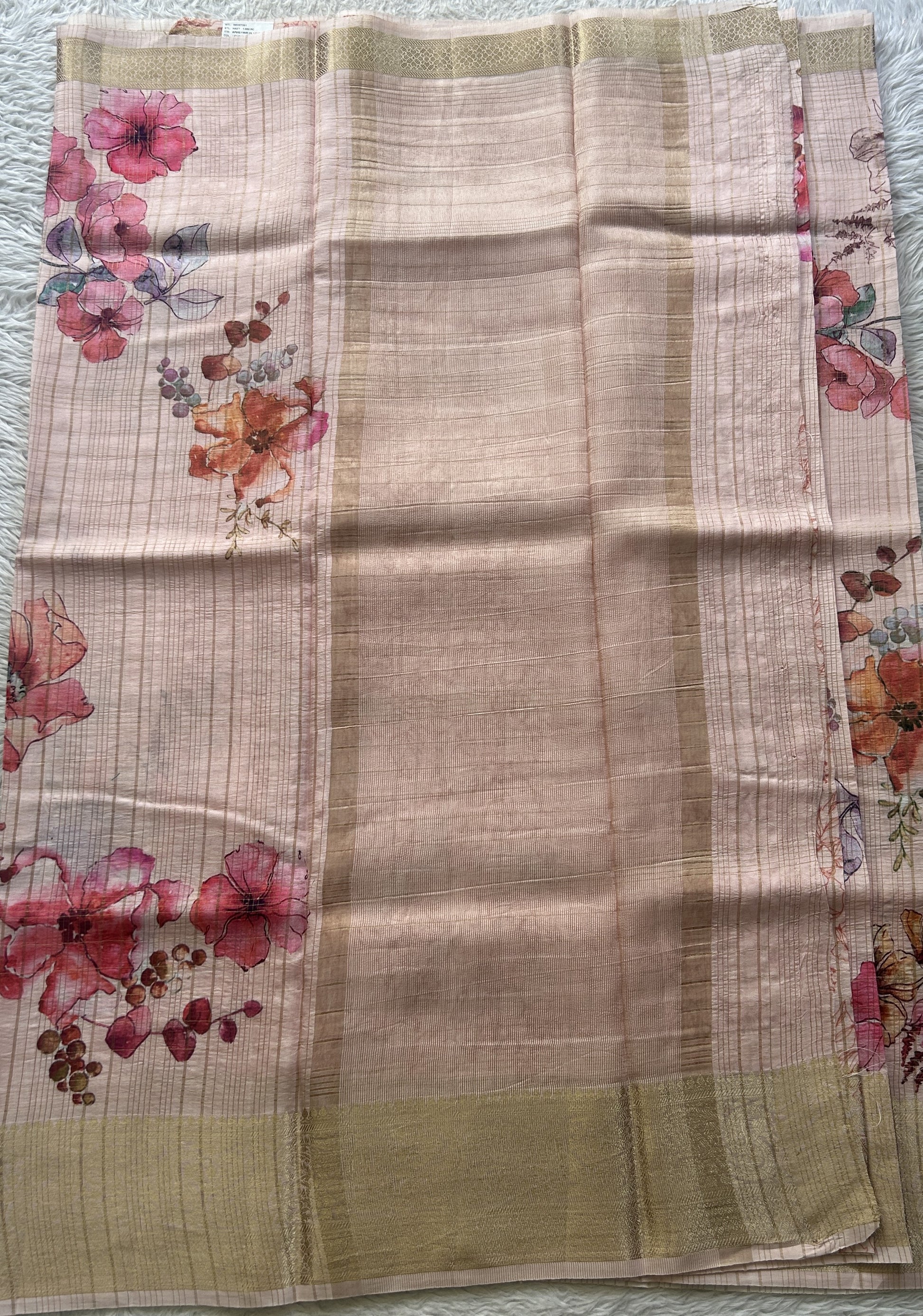 Dola Crepe Saree Light Pink Colored Elegantly Paired with a Zari Border. - Sampradaya Designer Studio