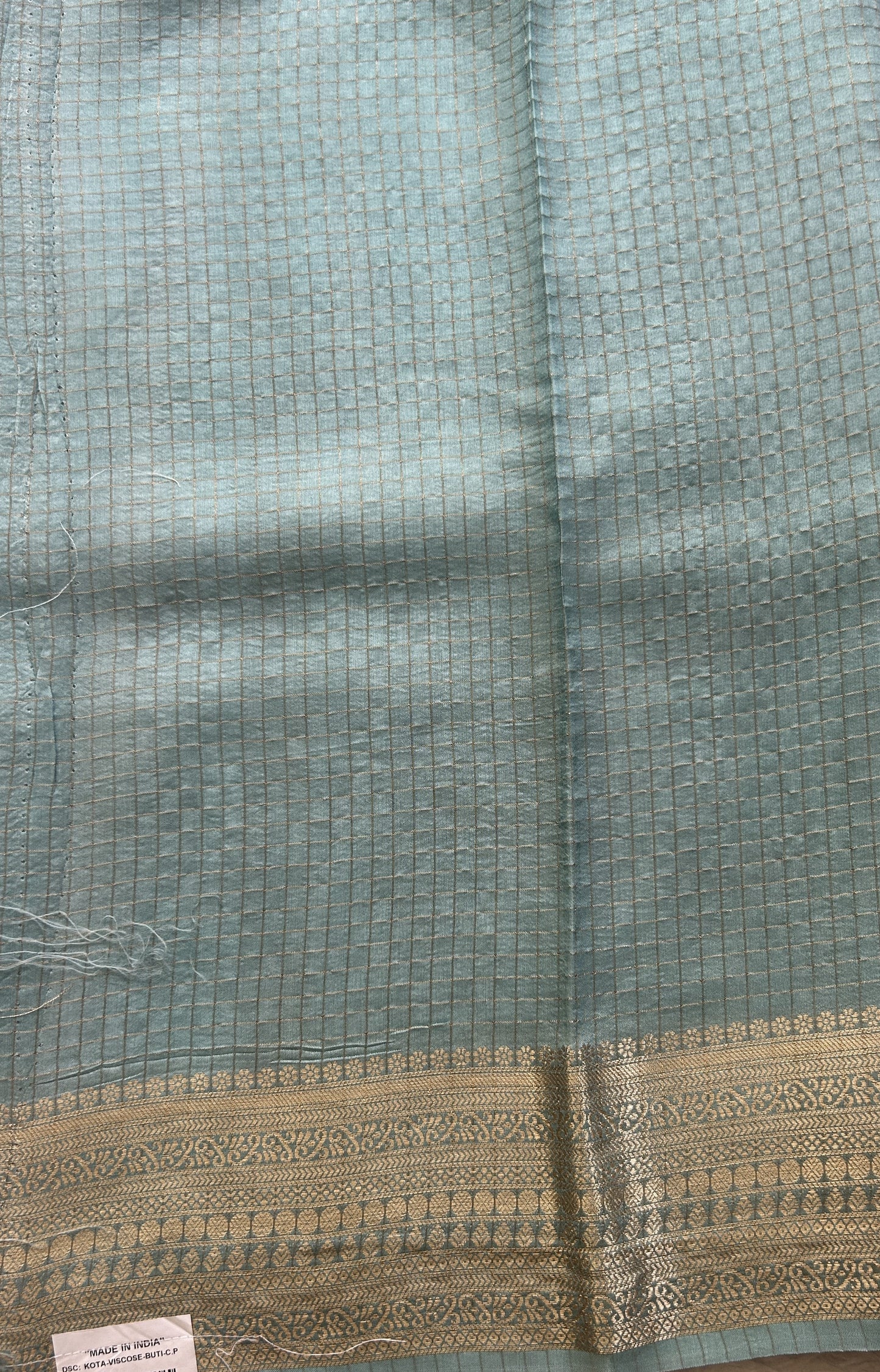 Dola Crepe Saree Aqua Blue Colored Elegantly Paired with a Zari Border. - Sampradaya Designer Studio