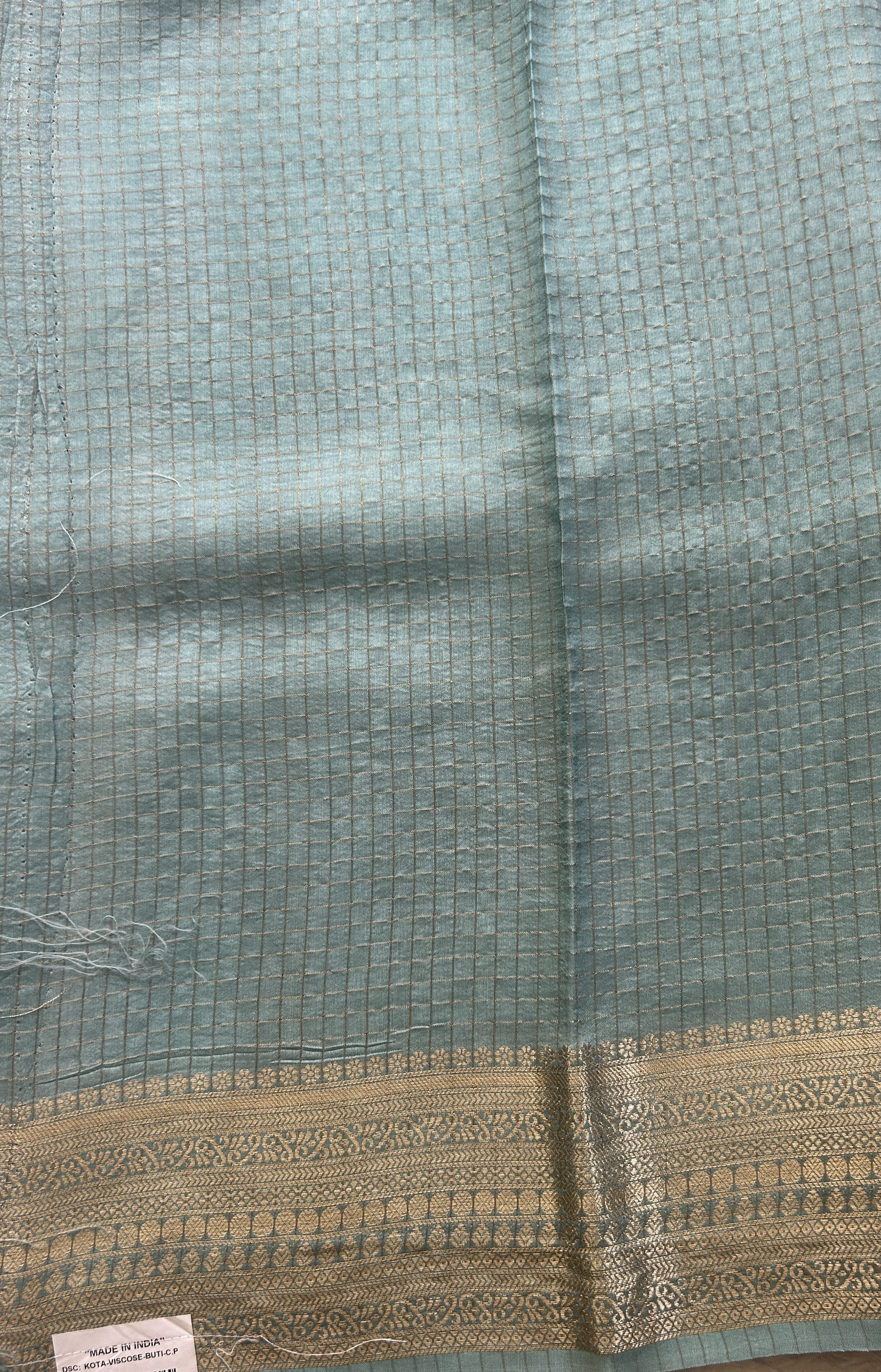 Dola Crepe Saree Aqua Blue Colored Elegantly Paired with a Zari Border. - Sampradaya Designer Studio