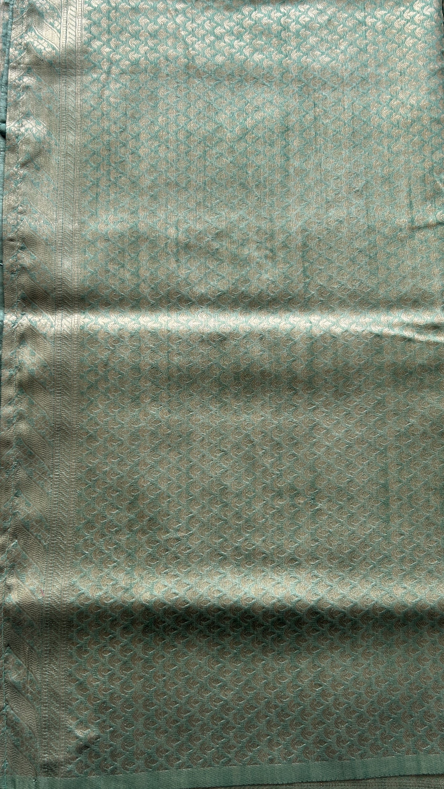 Semi Raw Silk Allover Saree Light Green Colored Elegantly Paired with a Zari Border. - Sampradaya Designer Studio