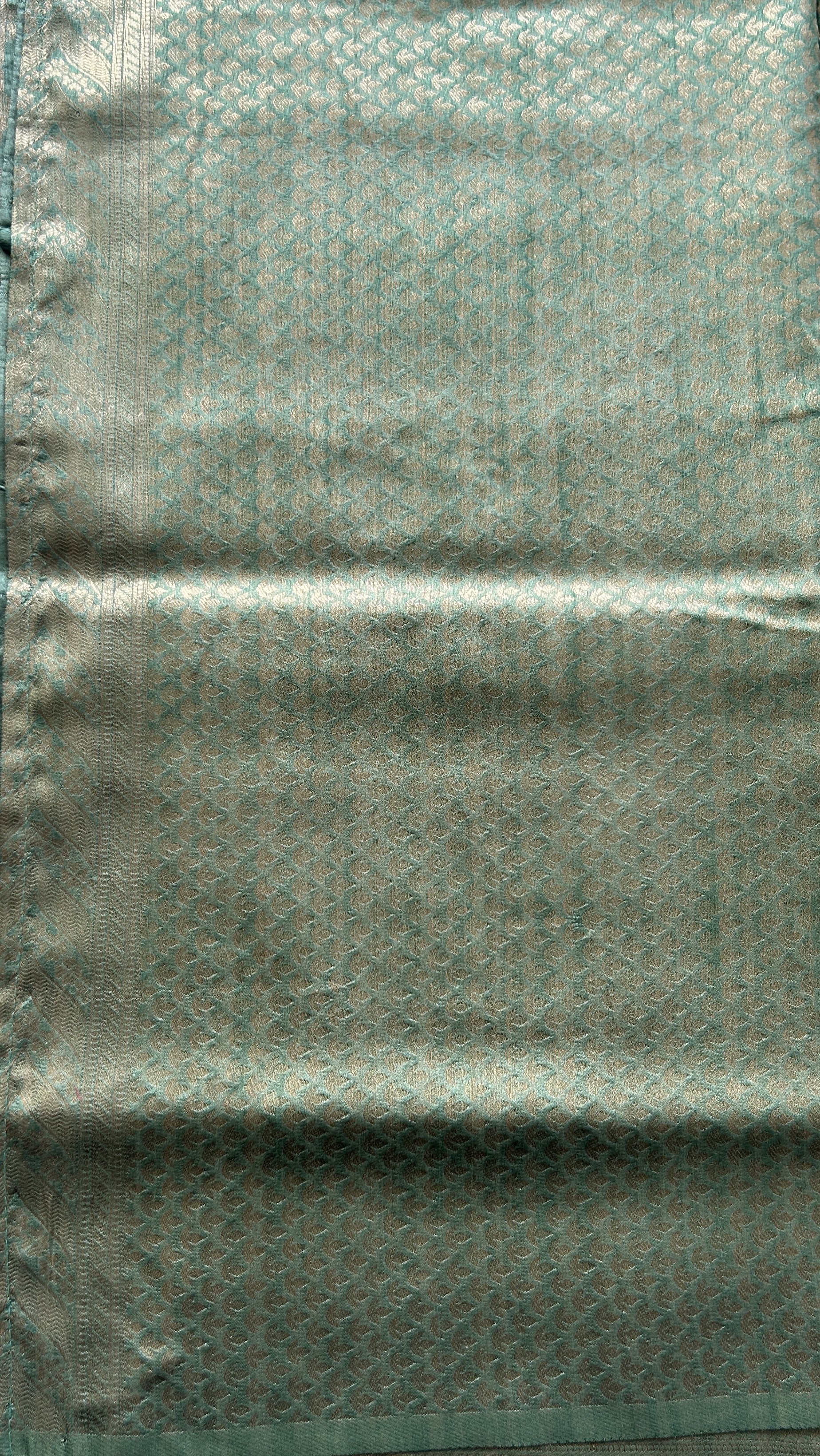 Semi Raw Silk Allover Saree Light Green Colored Elegantly Paired with a Zari Border. - Sampradaya Designer Studio