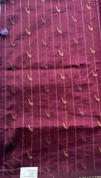 Semi Raw Silk Saree Lilac Colored Elegantly Paired with a Zari Border. - Sampradaya Designer Studio