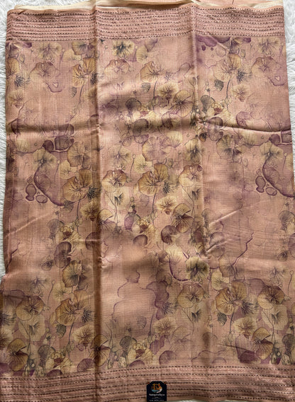 Semi Tussar Saree Light Pink Colored complemented with a Thread Embroidery Border. - Sampradaya Designer Studio